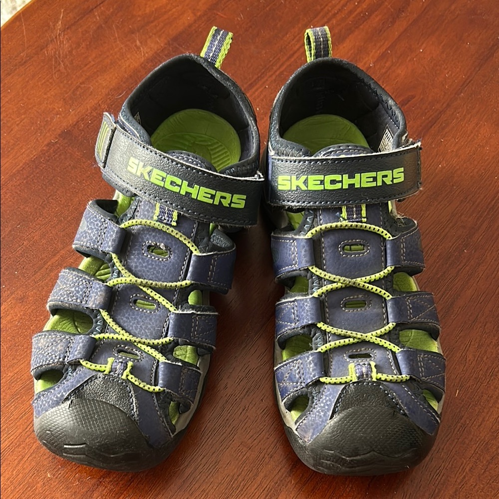 Skechers Blue and Green Sandals with Protective Toe Cap